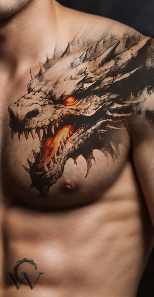 Dragon tattoo chest piece concept