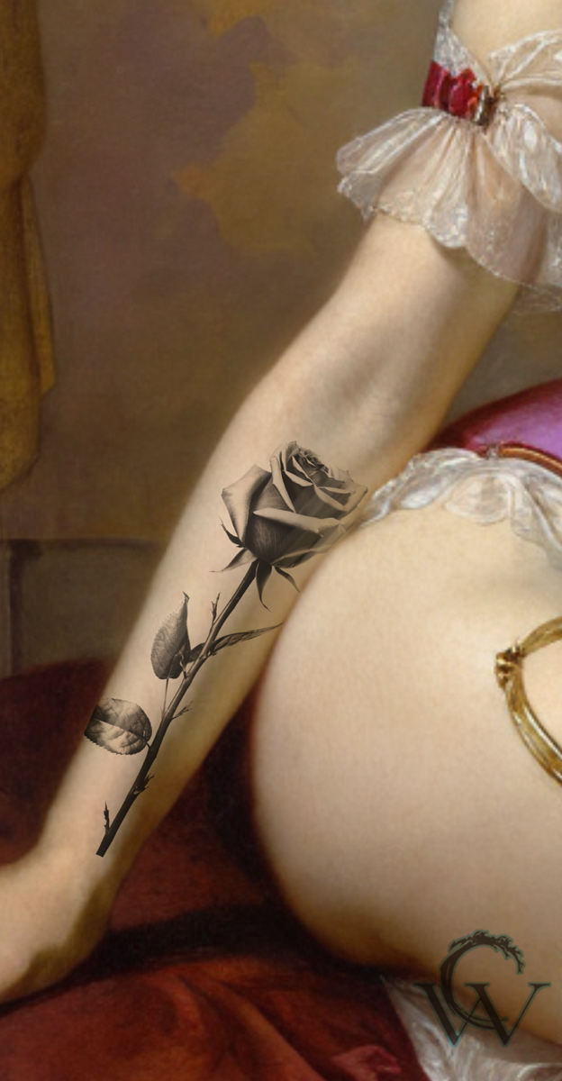 Rose tattoo concept forearm