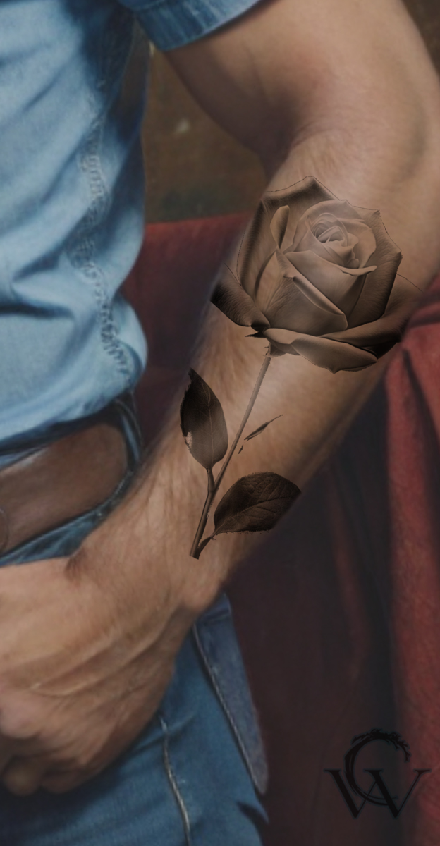 rose forearm tattoo