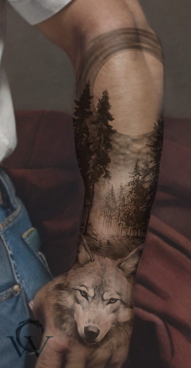 forest tattoo half sleeve