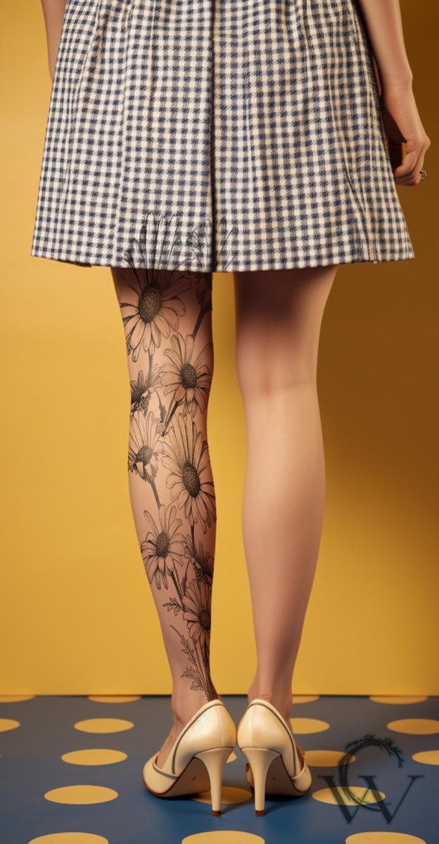 floral leg tattoo design